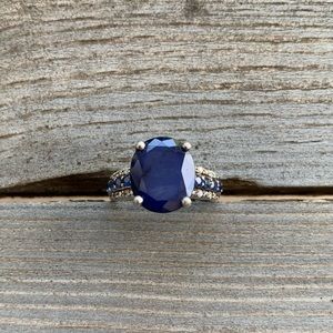 Vintage Sterling Silver and Lapis Lazuli Ring, with small white and blue stones